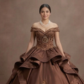 Quinceañera Dress Chocolate Brown Satin Autumn Event