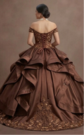 Quinceañera Dress Chocolate Brown Satin Autumn Event