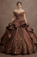 Quinceañera Dress Chocolate Brown Satin Autumn Event