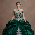 Quinceañera Dress Emerald Green Velvet Winter Royal Theme