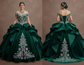 Quinceañera Dress Emerald Green Velvet Winter Royal Theme