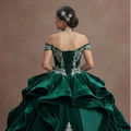 Quinceañera Dress Emerald Green Velvet Winter Royal Theme
