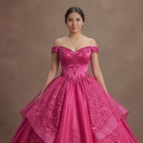 Quinceañera Dress Fuchsia Lace Vibrant Celebration