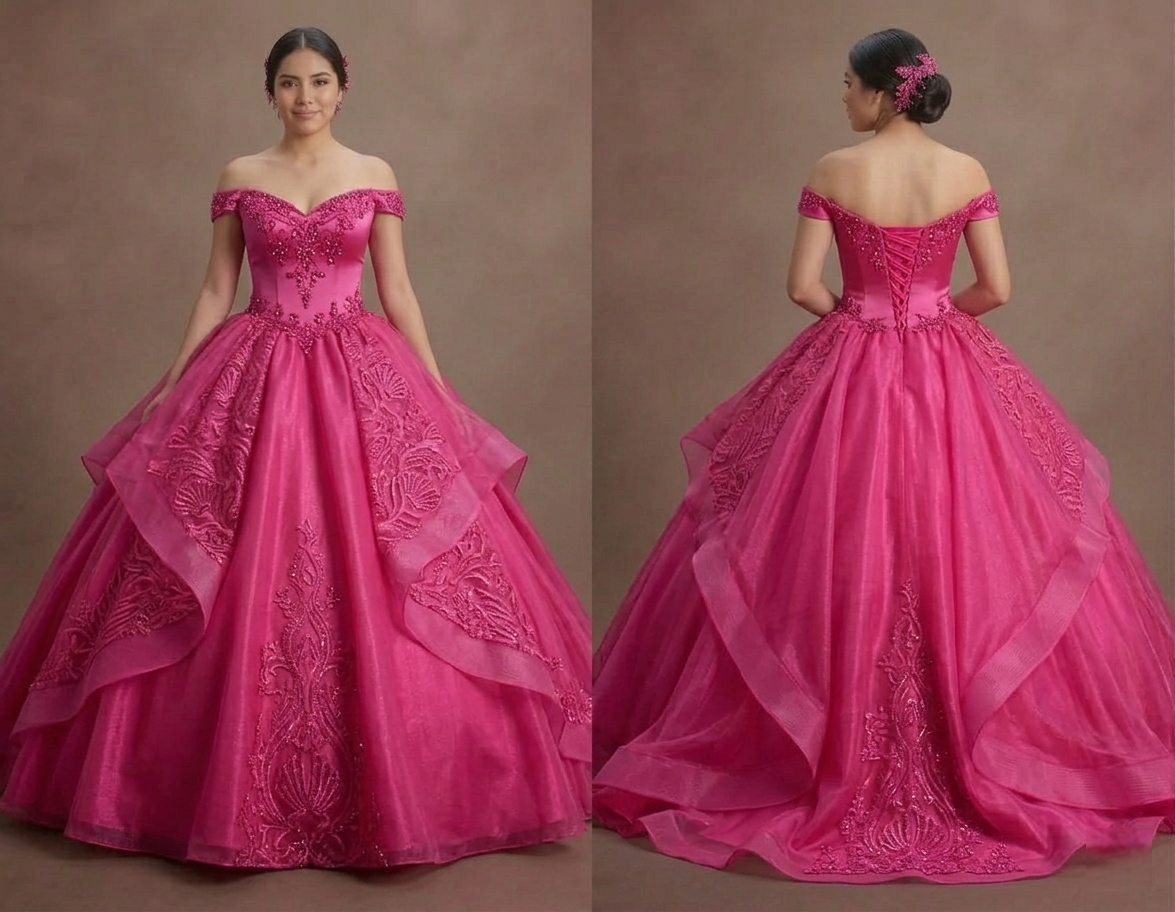 Quinceañera Dress Fuchsia Lace Vibrant Celebration