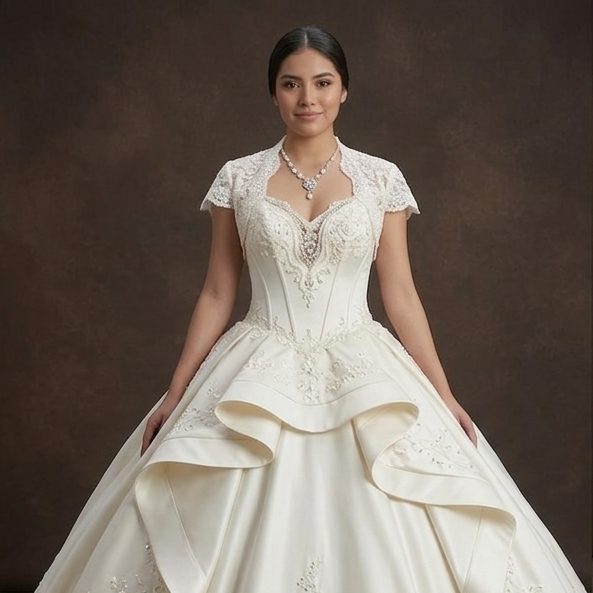 Quinceañera Dress Ivory Satin Classic Ceremony