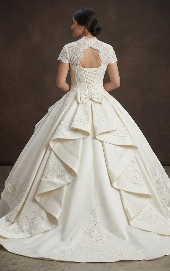 Quinceañera Dress Ivory Satin Classic Ceremony