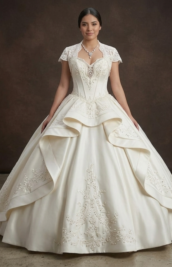 Quinceañera Dress Ivory Satin Classic Ceremony