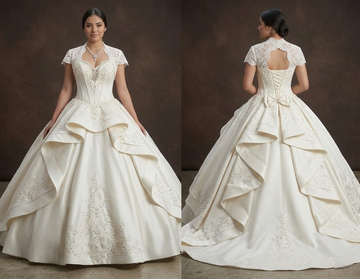 Quinceañera Dress Ivory Satin Classic Ceremony