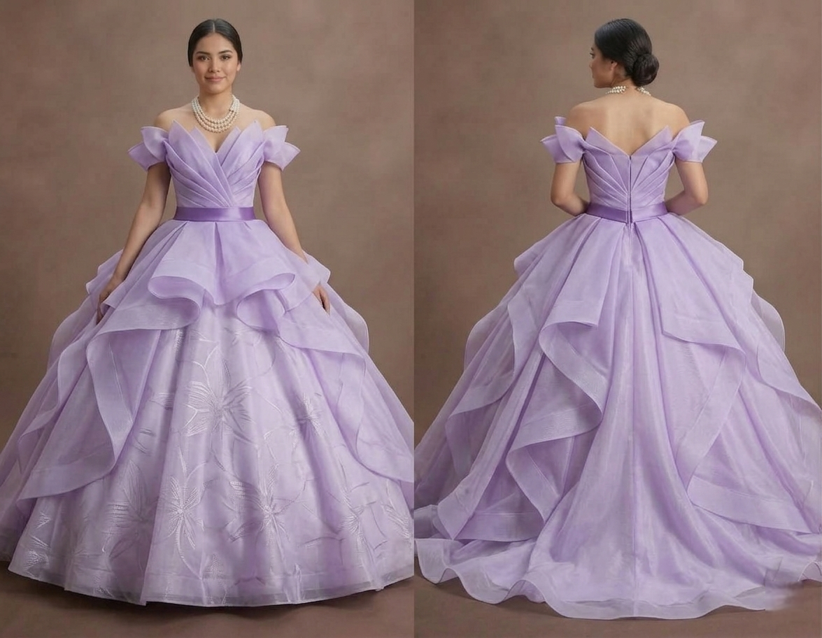 Quinceañera Dress Lavender Organza Garden Party