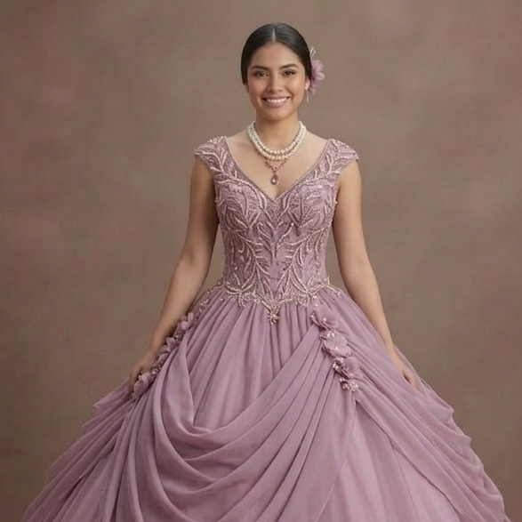 Quinceañera Dress Mauve Chiffon Romantic Evening