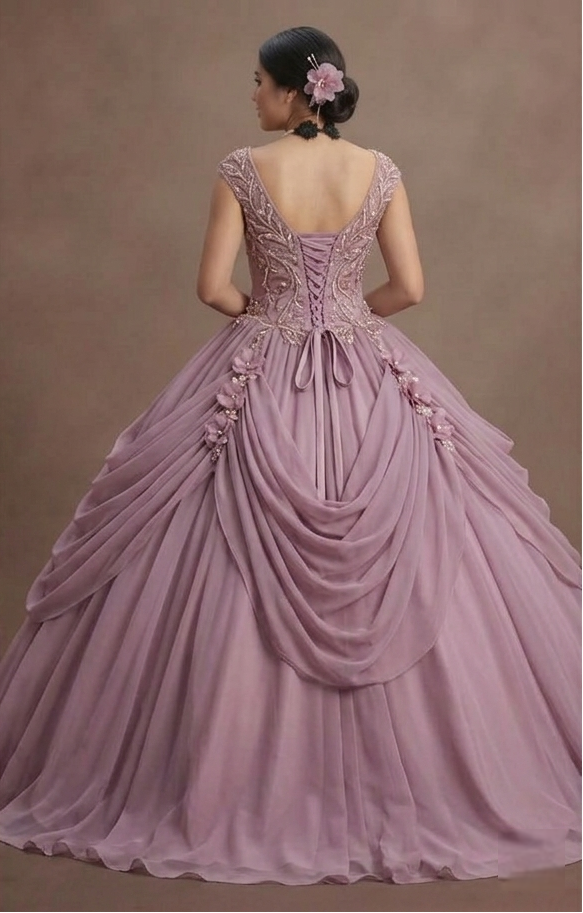 Quinceañera Dress Mauve Chiffon Romantic Evening