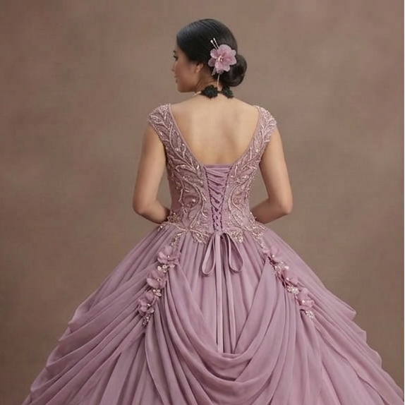 Quinceañera Dress Mauve Chiffon Romantic Evening