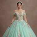 Quinceañera Dress Mint Green Tulle Spring Garden