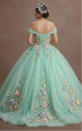 Quinceañera Dress Mint Green Tulle Spring Garden