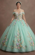 Quinceañera Dress Mint Green Tulle Spring Garden