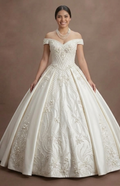 Quinceañera Dress Pearl White Satin Classic Ballroom