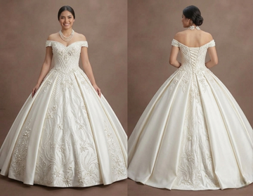Quinceañera Dress Pearl White Satin Classic Ballroom