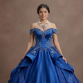 Quinceañera Dress Royal Blue Satin Elegant Ballroom