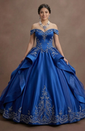 Quinceañera Dress Royal Blue Satin Elegant Ballroom