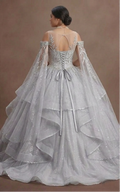Quinceañera Dress Silver Sequin Tulle Luxury Celebration