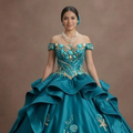 Quinceañera Dress Turquoise Satin Beach Theme