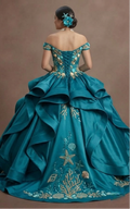 Quinceañera Dress Turquoise Satin Beach Theme