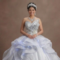 Quinceañera Dress White Silver Organza Modern Princess