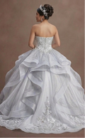 Quinceañera Dress White Silver Organza Modern Princess