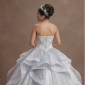 Quinceañera Dress White Silver Organza Modern Princess