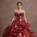 Radiant Red Quinceañera Dress Metallic Fabric 2026 Trend