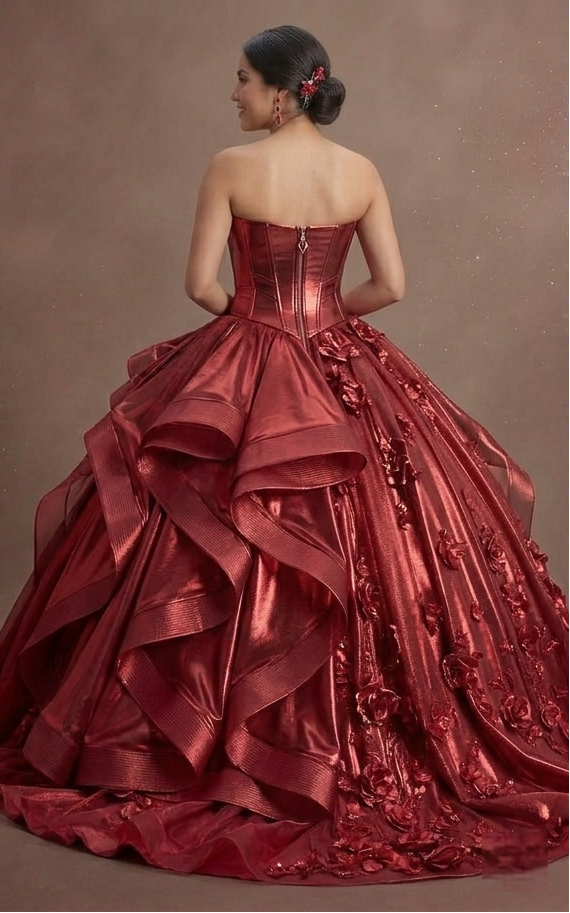 Radiant Red Quinceañera Dress Metallic Fabric 2026 Trend