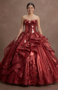 Radiant Red Quinceañera Dress Metallic Fabric 2026 Trend