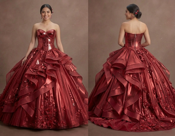 Radiant Red Quinceañera Dress Metallic Fabric 2026 Trend