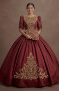 Red Quinceañera Dress - Classic Taffeta Traditional Look