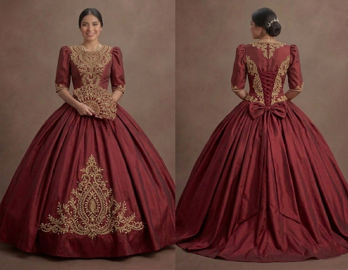 Red Quinceañera Dress - Classic Taffeta Traditional Look
