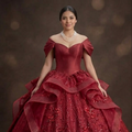 Red Quinceañera Dress - Off-the-Shoulder Silk Sophistication