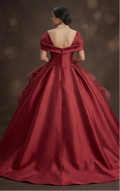 Red Quinceañera Dress - Off-the-Shoulder Silk Sophistication