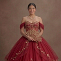 Red Quinceañera Dress Chiffon Flowy Style for Summer