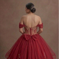 Red Quinceañera Dress Chiffon Flowy Style for Summer