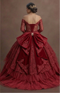 Red Quinceañera Dress Lace Overlay for Formal XV Party