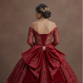 Red Quinceañera Dress Lace Overlay for Formal XV Party