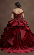 Red Quinceañera Dress in Velvet: Elegant Winter XV Style