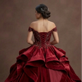 Red Quinceañera Dress in Velvet: Elegant Winter XV Style