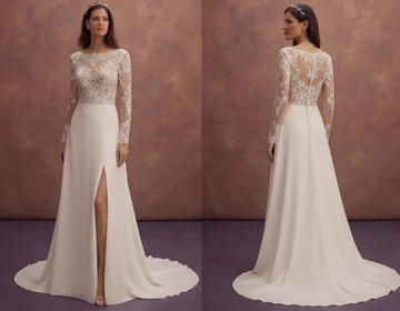 Refined Wedding Dresses with Delicate Chantilly Lace Sleeves