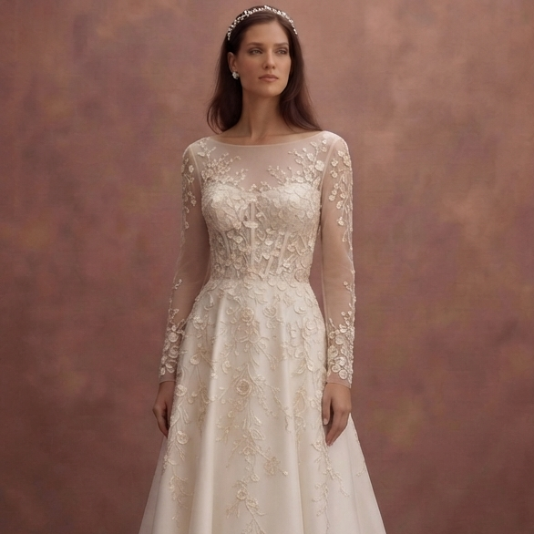 Refined Wedding Dresses with Delicate Embroidered Flowers