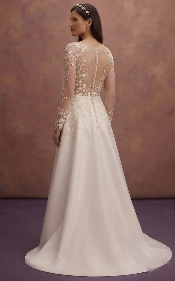 Refined Wedding Dresses with Delicate Embroidered Flowers