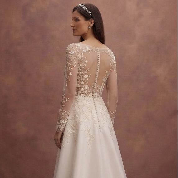 Refined Wedding Dresses with Delicate Embroidered Flowers