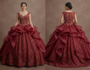 Regal Red Quinceañera Dress - Beaded Bodice Ball Gown