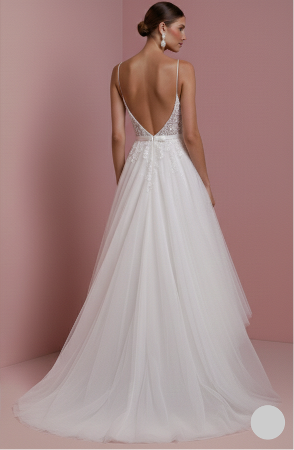 Retro Wedding Dress 1950s Style Lace Long Illusion Neckline