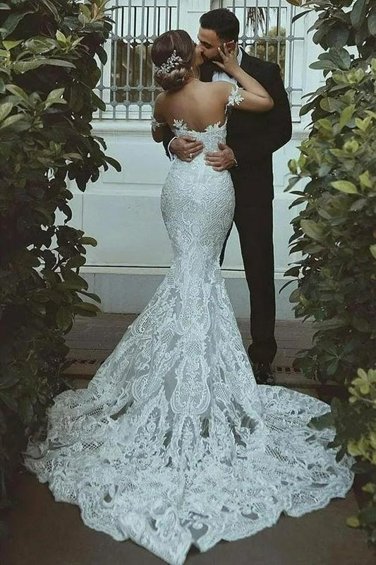 Romantic Sweetheart Neck Wedding Dress Appliques Mermaid Bride Robe Graceful Floor-length Bridal Dresses Vestidos De Novia